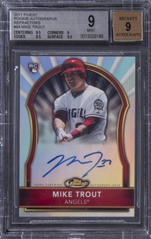 2011 Topps Finest Refractor #84 Mike Trout Signed Rookie Card (#309/499) - BGS MINT 9/BGS 9